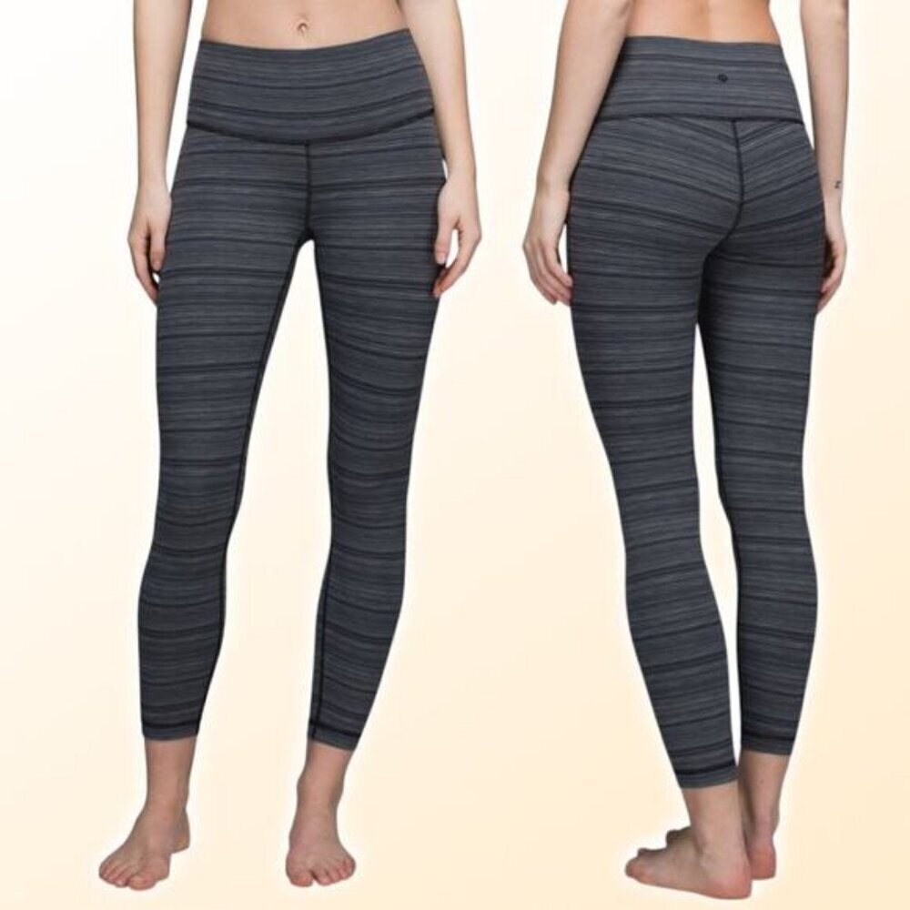 LULULEMON High Times Pant Luxtreme Size 2 Cyber Stripe Deep Coal Black